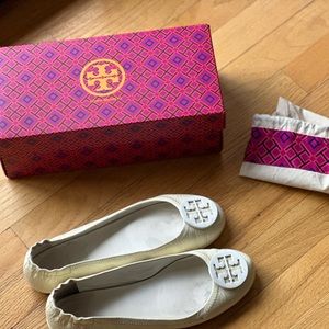 Tory Burch white flats